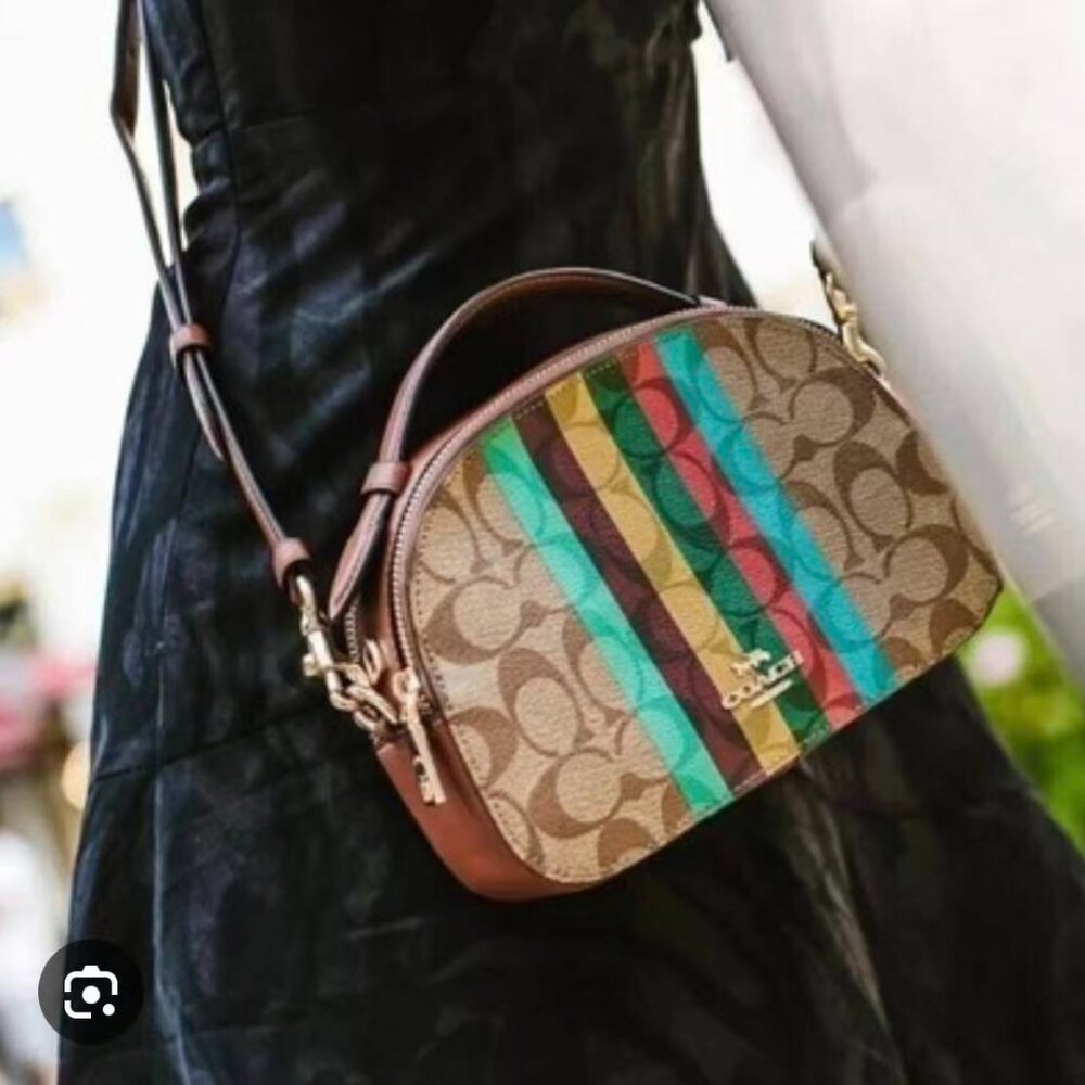 COACH Serena Satchel Crossbody Bag In Signature Canvas With Stripe C5642 - Picture 3 of 12